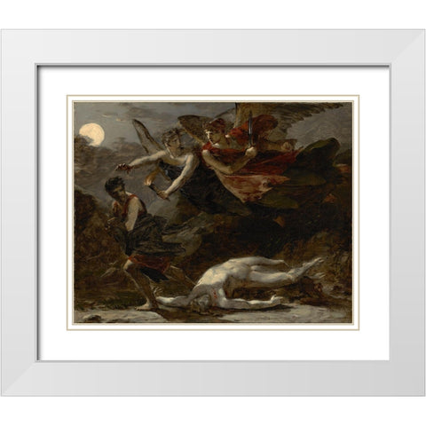 Justice and Divine Vengeance Pursuing Crime White Modern Wood Framed Art Print with Double Matting by Prudhon, Pierre-Paul