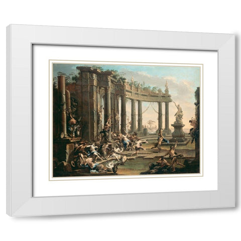 Bacchanale White Modern Wood Framed Art Print with Double Matting by Magnasco, Alessandro
