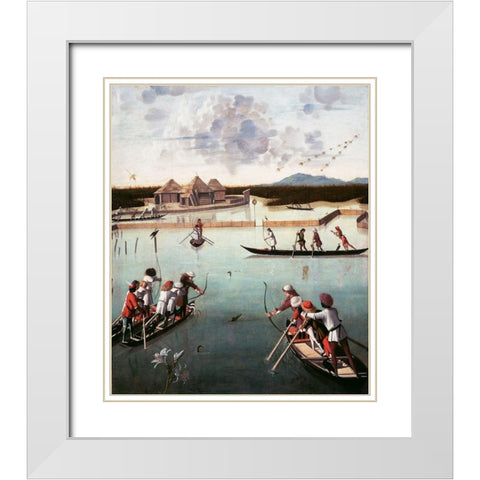 Hunting on the Lagoon White Modern Wood Framed Art Print with Double Matting by Carpaccio, Vittore