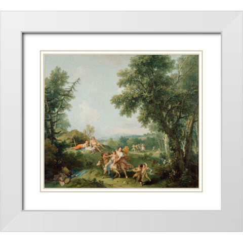 Landscape with the Education of Bacchus White Modern Wood Framed Art Print with Double Matting by Zuccarelli, Francesco