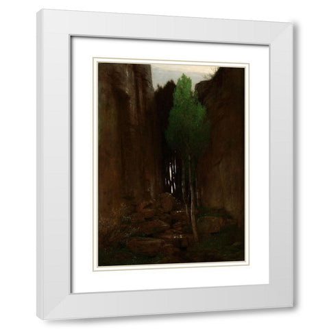 Quell in einer Felsschlucht (Spring in a Narrow Gorge) White Modern Wood Framed Art Print with Double Matting by Boulin, Arnold