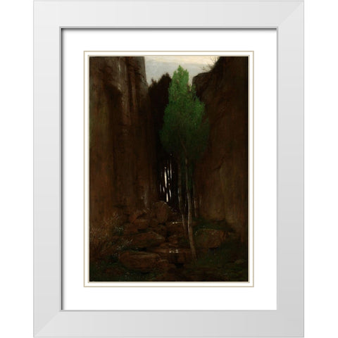 Quell in einer Felsschlucht (Spring in a Narrow Gorge) White Modern Wood Framed Art Print with Double Matting by Boulin, Arnold