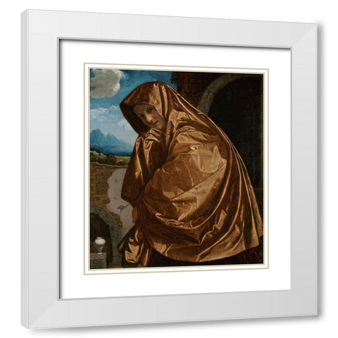 Saint Mary Magdalene at the Sepulchre White Modern Wood Framed Art Print with Double Matting by Savoldo, Giovanni Girolamo
