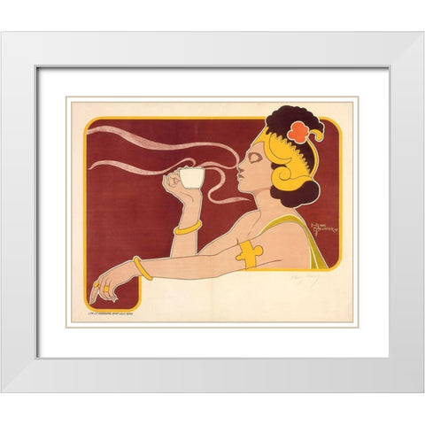 Rajah White Modern Wood Framed Art Print with Double Matting by Meunier, Henri Georges Jean Isidore