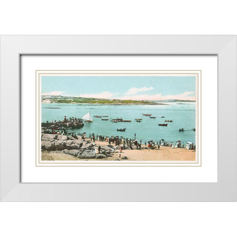 Water Sports At Annisquam, Glouchester, Mass., 1898 White Modern Wood Framed Art Print with Double Matting by Detroit Publishing Co.
