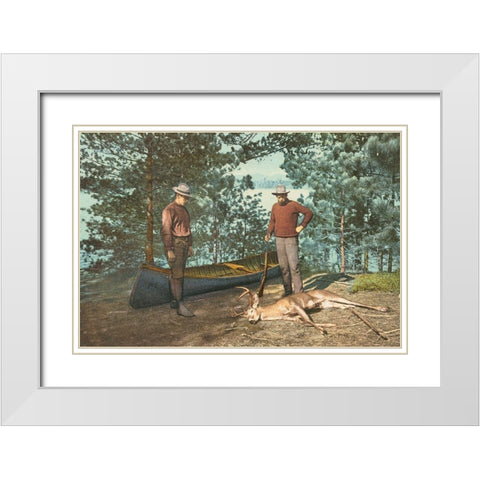 Hunting, Adirondacks, N.Y., 1898 White Modern Wood Framed Art Print with Double Matting by Detroit Publishing Co.