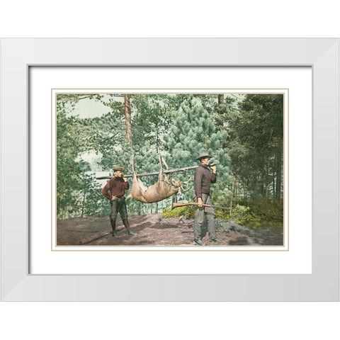 Hunting, Adirondacks, N.Y., 1898 White Modern Wood Framed Art Print with Double Matting by Detroit Publishing Co.