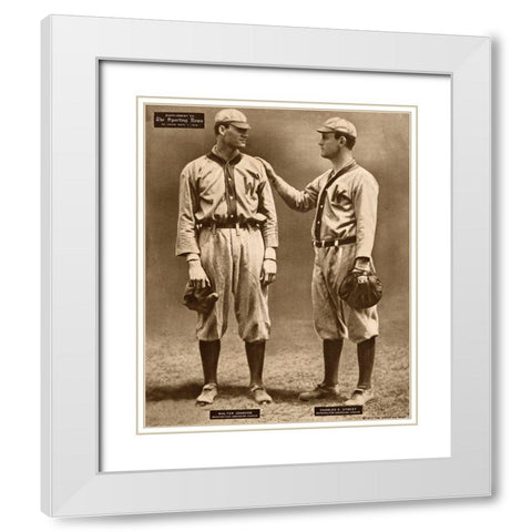 Walter Johnson And Charles E. Street, Washington American League, 1880 White Modern Wood Framed Art Print with Double Matting by Leopold Morse Goulston Baseball Collection