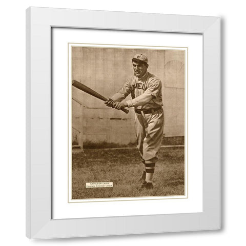 Napoleon Lajoie, Cleveland American League, 1880 White Modern Wood Framed Art Print with Double Matting by Leopold Morse Goulston Baseball Collection