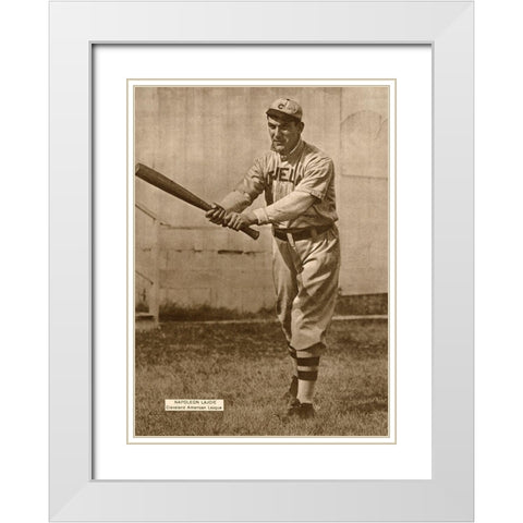 Napoleon Lajoie, Cleveland American League, 1880 White Modern Wood Framed Art Print with Double Matting by Leopold Morse Goulston Baseball Collection