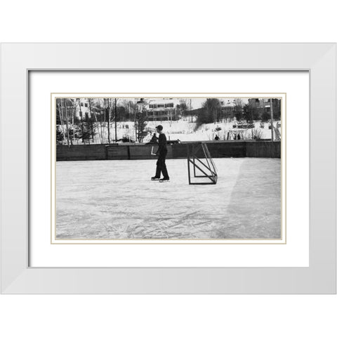 Winter Sports. Hanover, New Hampshire, 1936 White Modern Wood Framed Art Print with Double Matting by Rothstein, Arthur
