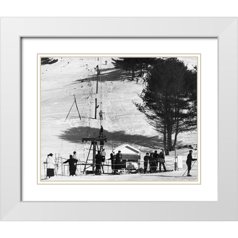 Ski Tow - Hanover, New Hampshire, 1936 White Modern Wood Framed Art Print with Double Matting by Rothstein, Arthur