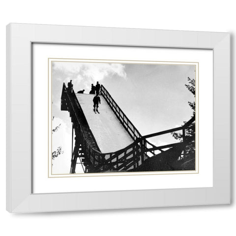 Ski Jump. Hanover, New Hampshire, 1936 White Modern Wood Framed Art Print with Double Matting by Rothstein, Arthur