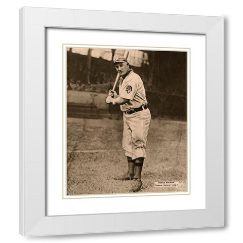 Honus Wagner, Pittsburg National League, 1880 White Modern Wood Framed Art Print with Double Matting by Leopold Morse Goulston Baseball Collection