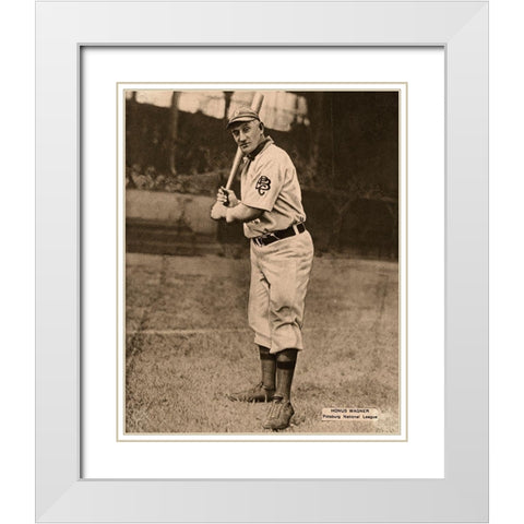 Honus Wagner, Pittsburg National League, 1880 White Modern Wood Framed Art Print with Double Matting by Leopold Morse Goulston Baseball Collection