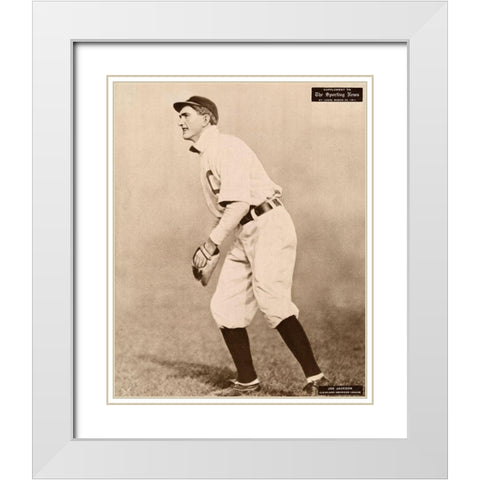 Joe Jackson, Cleveland American League, 1880 White Modern Wood Framed Art Print with Double Matting by Leopold Morse Goulston Baseball Collection
