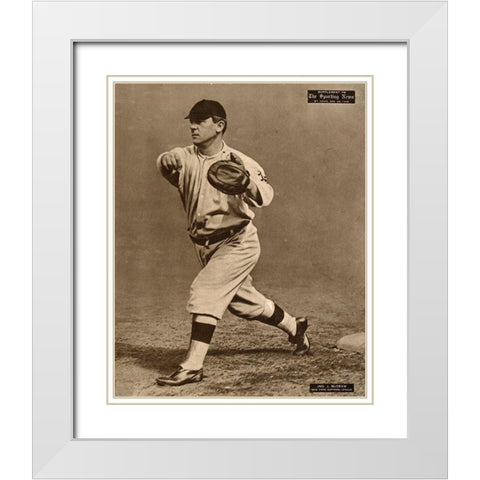 John J. Mcgraw, New York National League, 1880 White Modern Wood Framed Art Print with Double Matting by Leopold Morse Goulston Baseball Collection