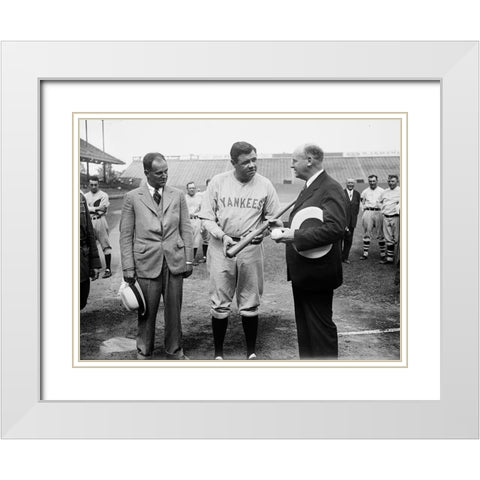Babe Ruth, 1928 White Modern Wood Framed Art Print with Double Matting by Harris and Ewing Collection (Library of Congress)