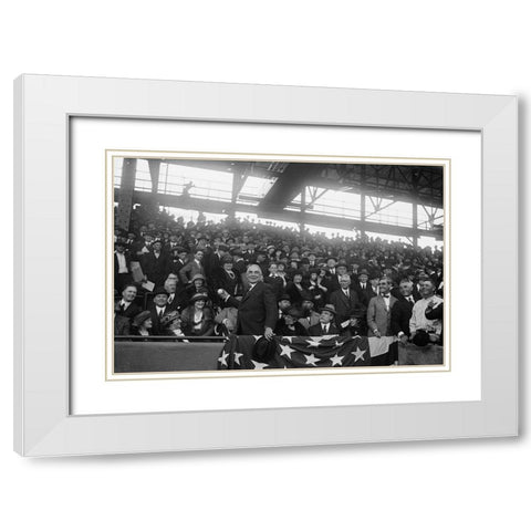 President Harding at Baseball Game, Washington White Modern Wood Framed Art Print with Double Matting by Harris and Ewing Collection (Library of Congress)