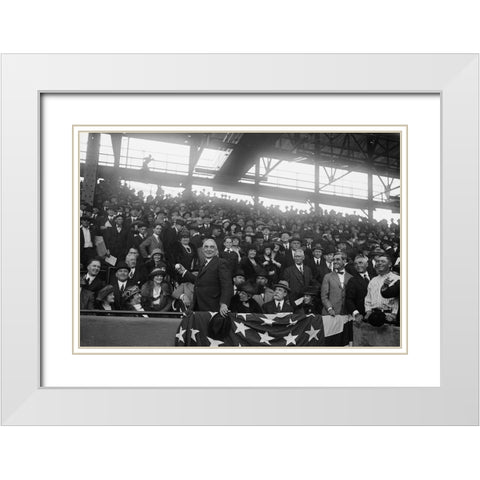 President Harding at Baseball Game, Washington White Modern Wood Framed Art Print with Double Matting by Harris and Ewing Collection (Library of Congress)