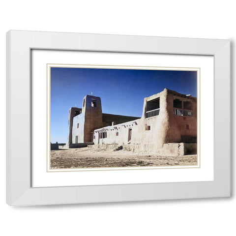 Church-Acoma Pueblo-New Mexico Color White Modern Wood Framed Art Print with Double Matting by Adams, Ansel