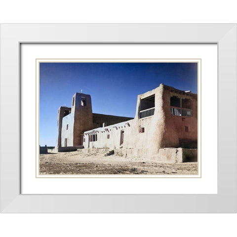 Church-Acoma Pueblo-New Mexico Color White Modern Wood Framed Art Print with Double Matting by Adams, Ansel