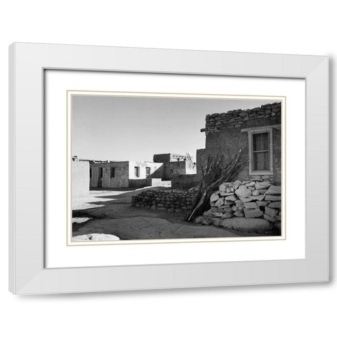 Street and Houses - Acoma Pueblo, New Mexico - National Parks and Monuments, ca. 1933-1942 White Modern Wood Framed Art Print with Double Matting by Adams, Ansel
