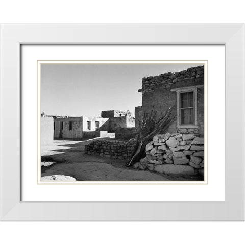 Street and Houses - Acoma Pueblo, New Mexico - National Parks and Monuments, ca. 1933-1942 White Modern Wood Framed Art Print with Double Matting by Adams, Ansel