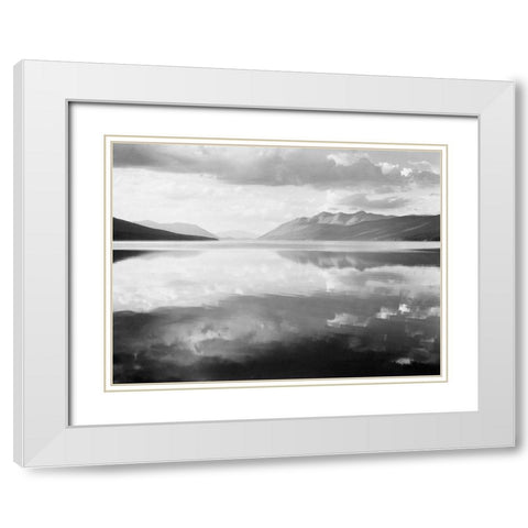 McDonald Lake, Glacier National Park, Montana - National Parks and Monuments, 1941 White Modern Wood Framed Art Print with Double Matting by Adams, Ansel