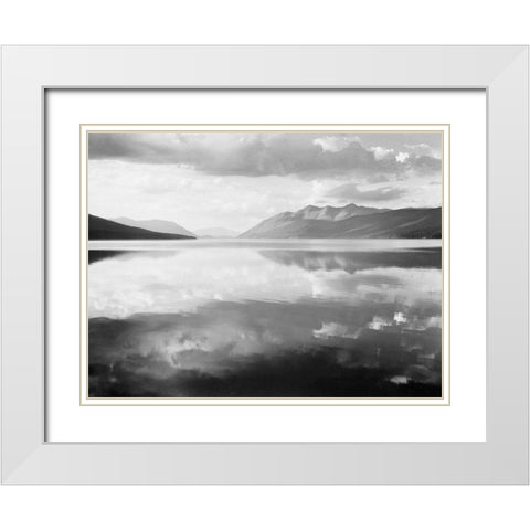 McDonald Lake, Glacier National Park, Montana - National Parks and Monuments, 1941 White Modern Wood Framed Art Print with Double Matting by Adams, Ansel