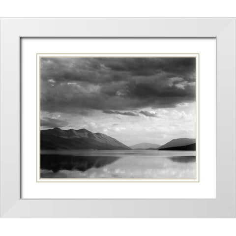 Evening, McDonald Lake, Glacier National Park, Montana - National Parks and Monuments, 1941 White Modern Wood Framed Art Print with Double Matting by Adams, Ansel