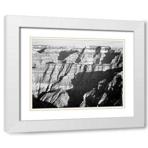 Grand Canyon from North Rim - National Parks and Monuments, 1940 White Modern Wood Framed Art Print with Double Matting by Adams, Ansel