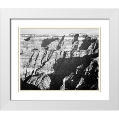 Grand Canyon from North Rim - National Parks and Monuments, 1940 White Modern Wood Framed Art Print with Double Matting by Adams, Ansel