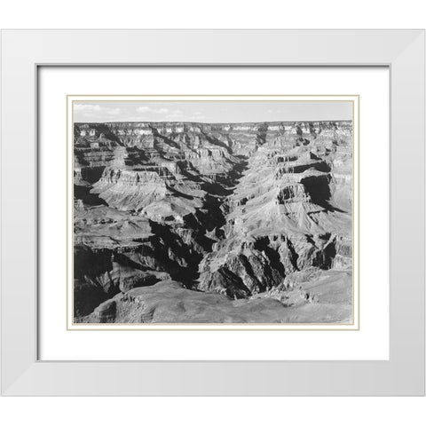 Grand Canyon from South Rim - National Parks and Monuments, 1940 White Modern Wood Framed Art Print with Double Matting by Adams, Ansel