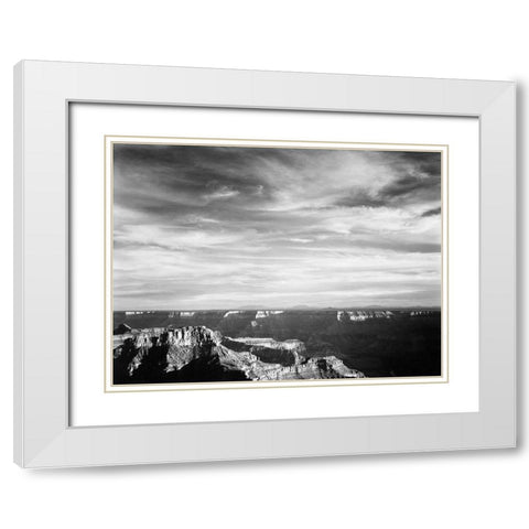 Grand Canyon from North Rim - National Parks and Monuments, 1940 White Modern Wood Framed Art Print with Double Matting by Adams, Ansel