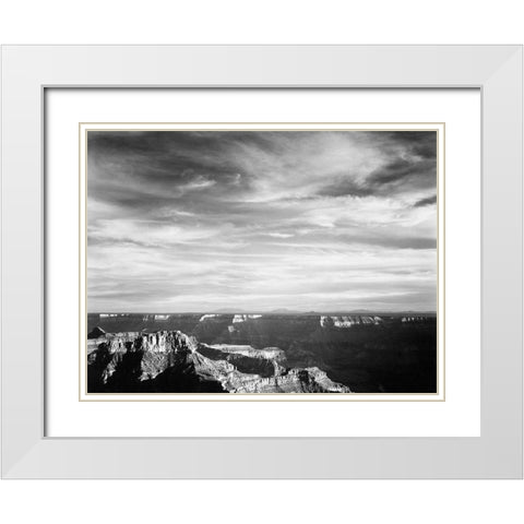 Grand Canyon from North Rim - National Parks and Monuments, 1940 White Modern Wood Framed Art Print with Double Matting by Adams, Ansel