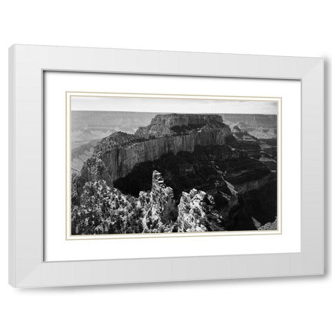 Close-in view of curred cliff, Grand Canyon National Park, Arizona, 1941 White Modern Wood Framed Art Print with Double Matting by Adams, Ansel