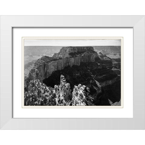 Close-in view of curred cliff, Grand Canyon National Park, Arizona, 1941 White Modern Wood Framed Art Print with Double Matting by Adams, Ansel