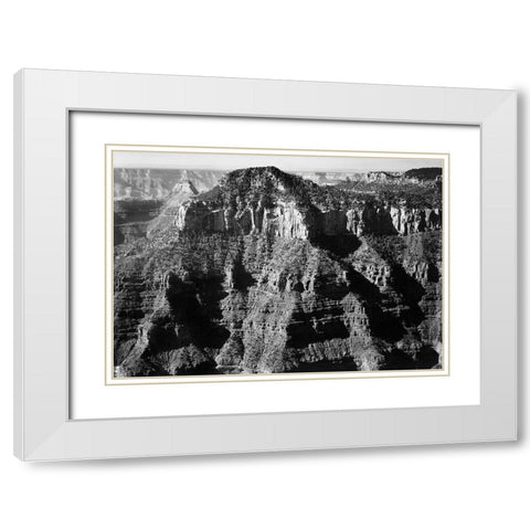 Close-in view taken from opposite of cliff formation, high horizon, Grand Canyon National Park, Ariz White Modern Wood Framed Art Print with Double Matting by Adams, Ansel