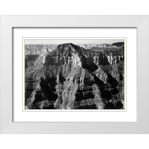 Close-in view taken from opposite of cliff formation, high horizon, Grand Canyon National Park, Ariz White Modern Wood Framed Art Print with Double Matting by Adams, Ansel
