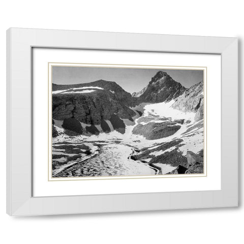 Junction Peak, Kings River Canyon,  proposed as a national park, California, 1936 White Modern Wood Framed Art Print with Double Matting by Adams, Ansel