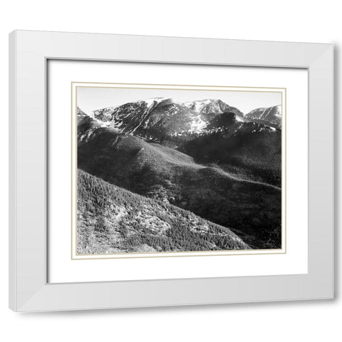 Hills and mountains, in Rocky Mountain National Park, Colorado,  ca. 1941-1942 White Modern Wood Framed Art Print with Double Matting by Adams, Ansel