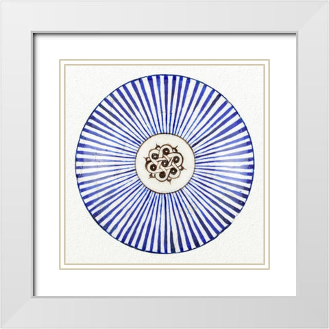 Blue Striped Bowl White Modern Wood Framed Art Print with Double Matting by Unknown 13th Century Persian Artisan