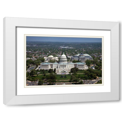 Aerial view, United States Capitol building, Washington, D.C. White Modern Wood Framed Art Print with Double Matting by Highmith, Carol