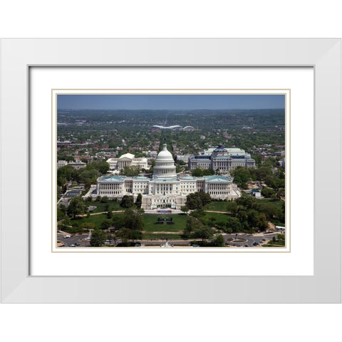 Aerial view, United States Capitol building, Washington, D.C. White Modern Wood Framed Art Print with Double Matting by Highmith, Carol