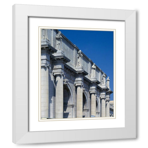 Union Station facade and sentinels, Washington, D.C. White Modern Wood Framed Art Print with Double Matting by Highmith, Carol