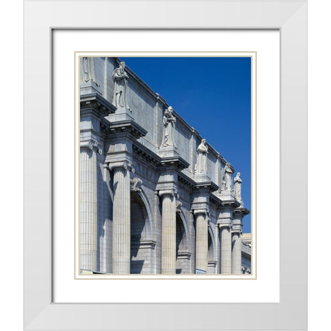 Union Station facade and sentinels, Washington, D.C. White Modern Wood Framed Art Print with Double Matting by Highmith, Carol