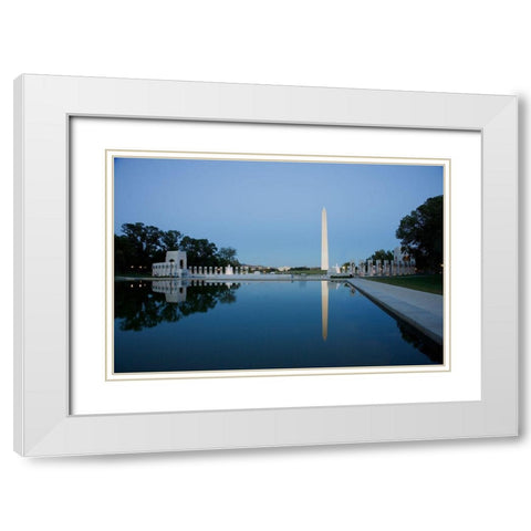 Reflecting pool on the National Mall with the Washington Monument reflected, Washington, D.C. White Modern Wood Framed Art Print with Double Matting by Highmith, Carol