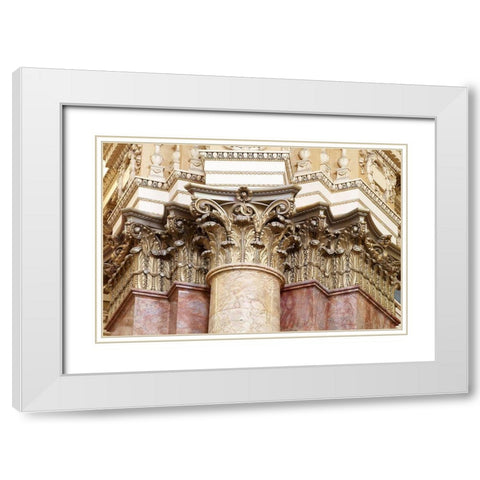 Main Reading Room. Detail of capitals of engaged columns. Library of Congress Thomas Jefferson Build White Modern Wood Framed Art Print with Double Matting by Highmith, Carol