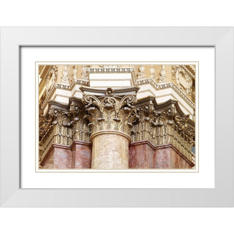 Main Reading Room. Detail of capitals of engaged columns. Library of Congress Thomas Jefferson Build White Modern Wood Framed Art Print with Double Matting by Highmith, Carol